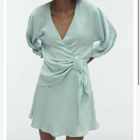 Zara Mint Green Wrap Dress - Picture 1 of 7